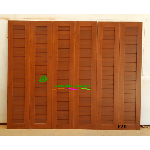 ประตูบานเฟี้ยมไม้สัก รหัส F20